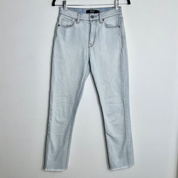 Hudson Holly Straight Leg High Rise Crop Jeans Size 26 Women Light Wash Frayed - Picture 1 of 7